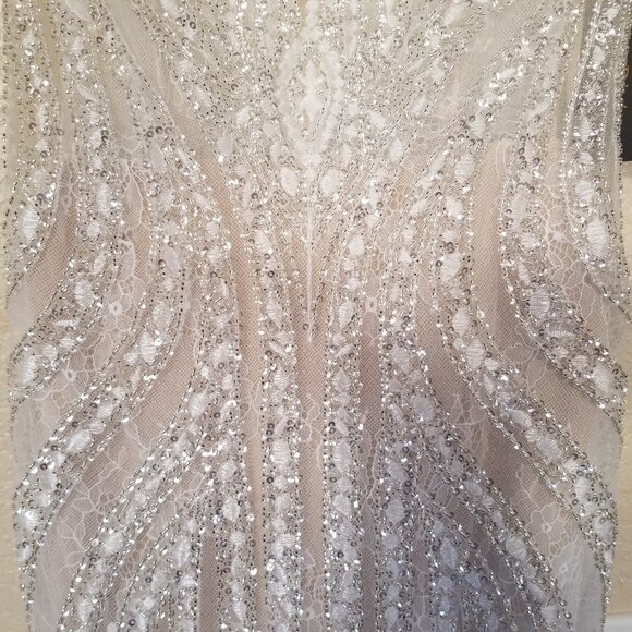 Off White Tulle Chantilly Lace Beaded Sequin Mermaid Wedding Dress 2 - Picture 8 of 9